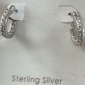 Sterling Silver PVE CZ Huggie Small Hoops 925